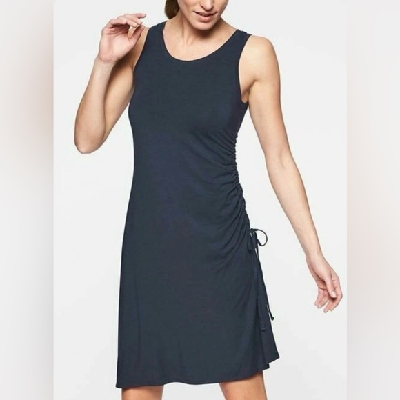 Athleta Side—Gather Sleeveless T-Shirt Dress | XL Navy Blue - Picture 1 of 6
